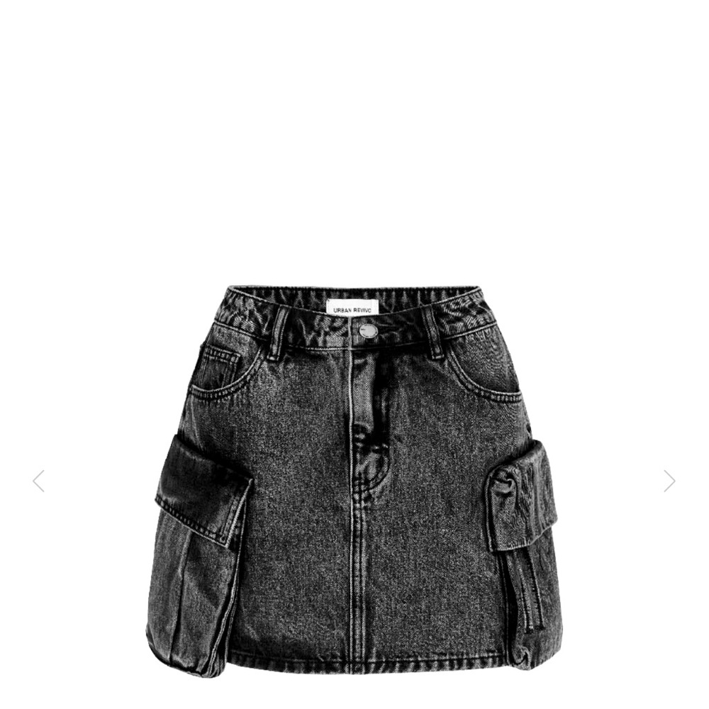 Urban Revivo MULTI-POCKET MINI STRAIGHT DENIM SKIRT